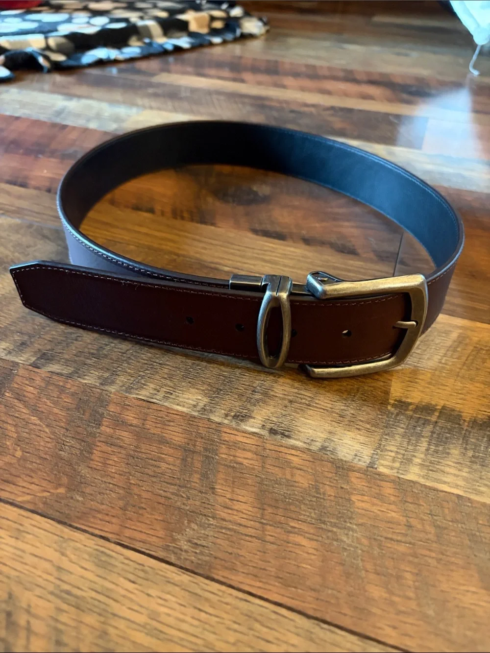 Men's Classic Brown Leather Belt with Polished Buckle